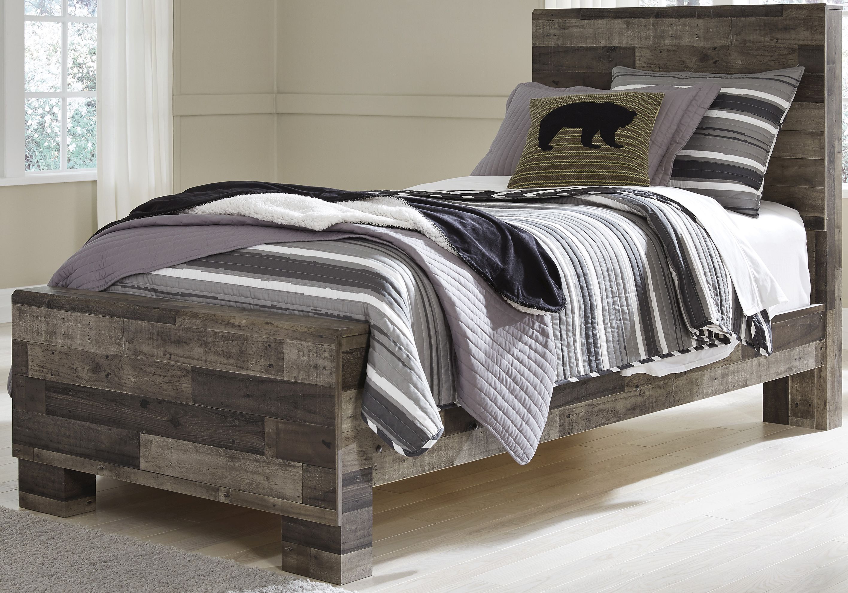 Benchcraft® Derekson Multi Gray Twin Bed | Urner's | Bakersfield, CA