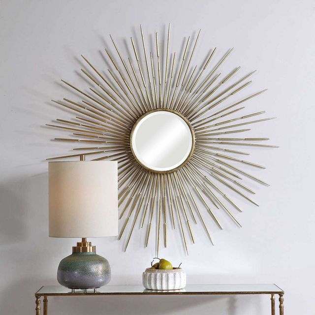 Uttermost® Golden Rays Gold Round Wall Mirror-3