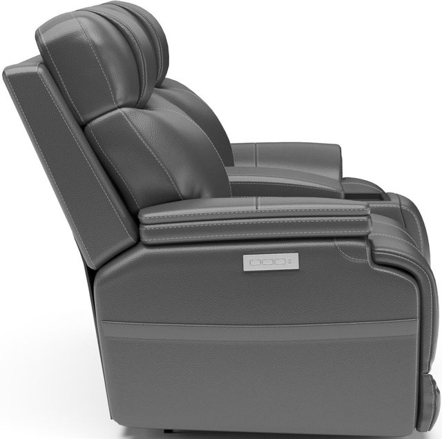 Flexsteel® Logan Black Power Reclining Loveseat with Console and Power Headrests and Lumbar 3