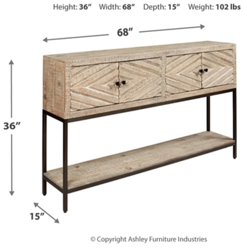 Signature Design by Ashley® Roanley Distressed White Sofa Table 7