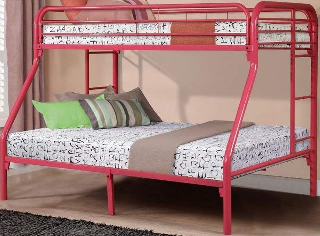 Donco Trading Company Twin/Full Hot Pink Metal Bunk Bed-0