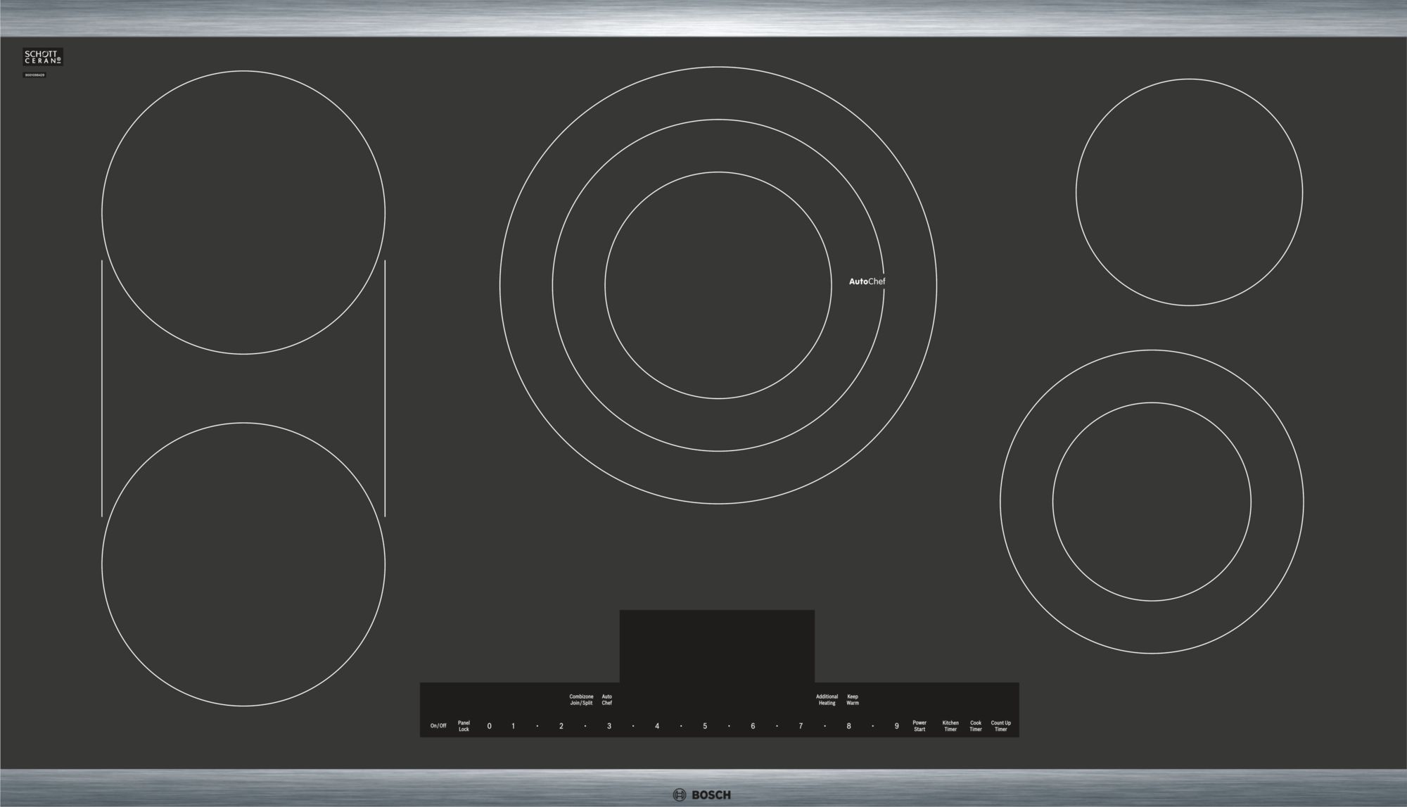 Bosch Benchmark® Series 36" Black with Stainless Steel Frame Electric Cooktop-NETP668SUC