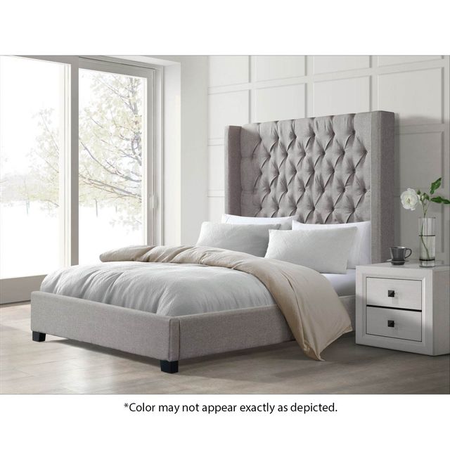 Elements International Morrow Taupe King Upholstered Bed-2