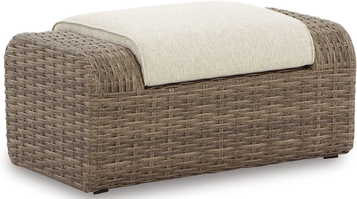 Signature Design by Ashley® Sandy Bloom Beige Outdoor Ottoman with Cushion
