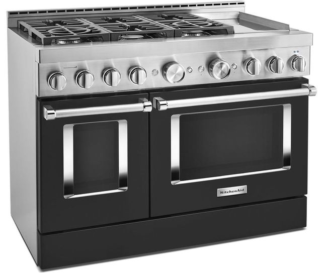 KitchenAid® 48" Imperial Black Smart Commercial-Style Gas Range with Griddle-1