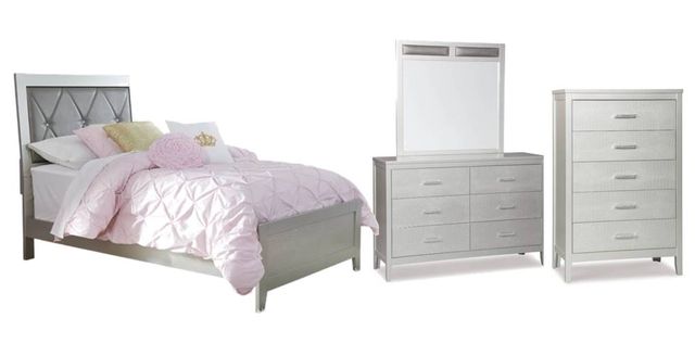 Signature Design by Ashley® Olivet 4-Piece Silver Twin Panel Bed Set