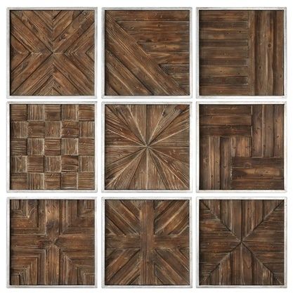 Uttermost® Bryndle 9-Piece Rustic Wooden Squares-0
