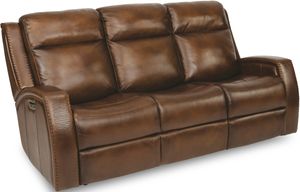 Flexsteel® Mustang Brown Power Reclining Sofa with Power Headrests
