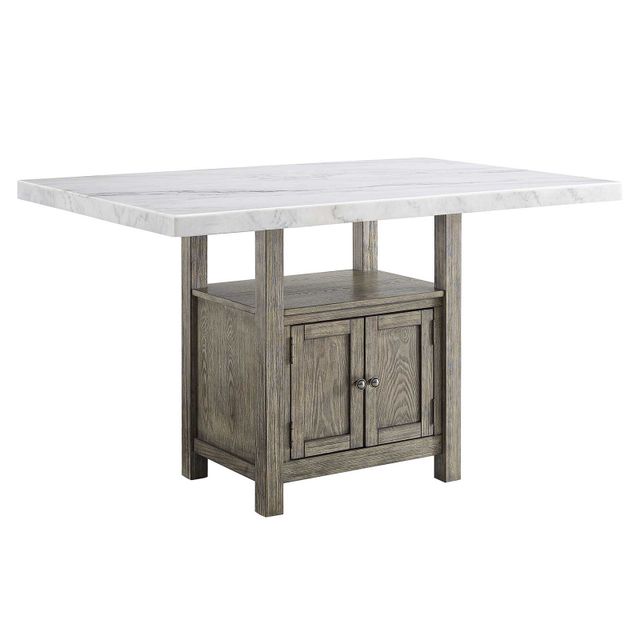 Steve Silver Co. Grayson Marble Top Counter Table, Four Chairs & Storage Bench-1