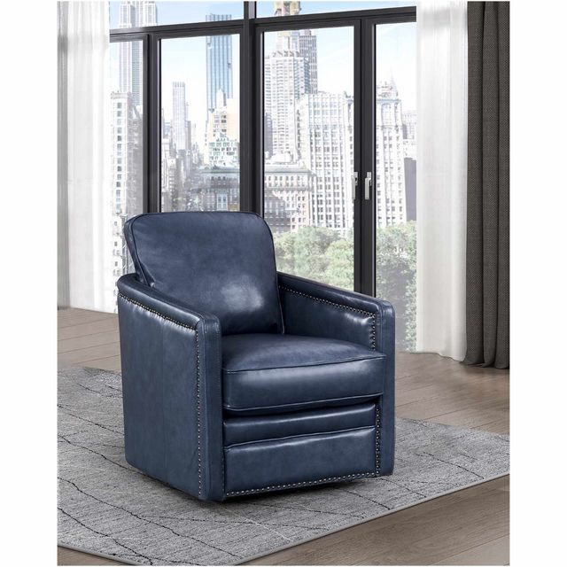 Leather Italia Alto Navy Leather Swivel Chair-2