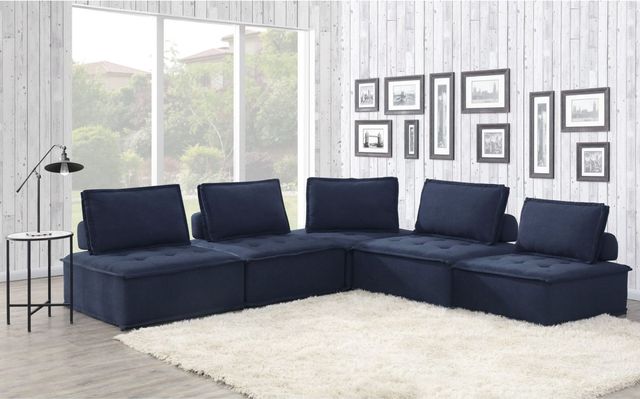 Elements International Paxton 5-Piece Navy Modular Seating Sectional-0