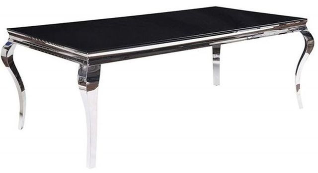 ACME Furniture Fabiola Black Glass Top Dining Table with Stainless Steel Base