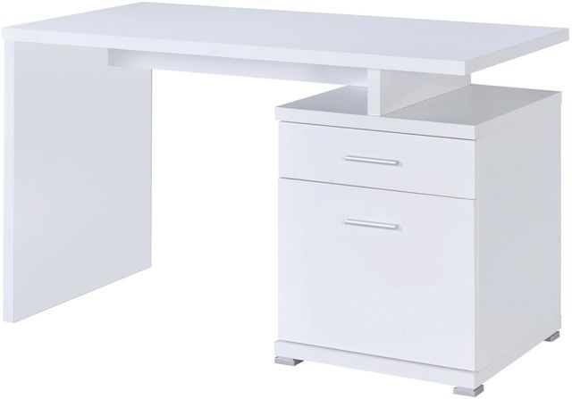 Coaster® Irving White 2-Drawer Office Desk With Cabinet  1