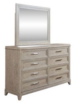 Liberty Belmar Washed Taupe and Silver Champagne Dresser and Mirror