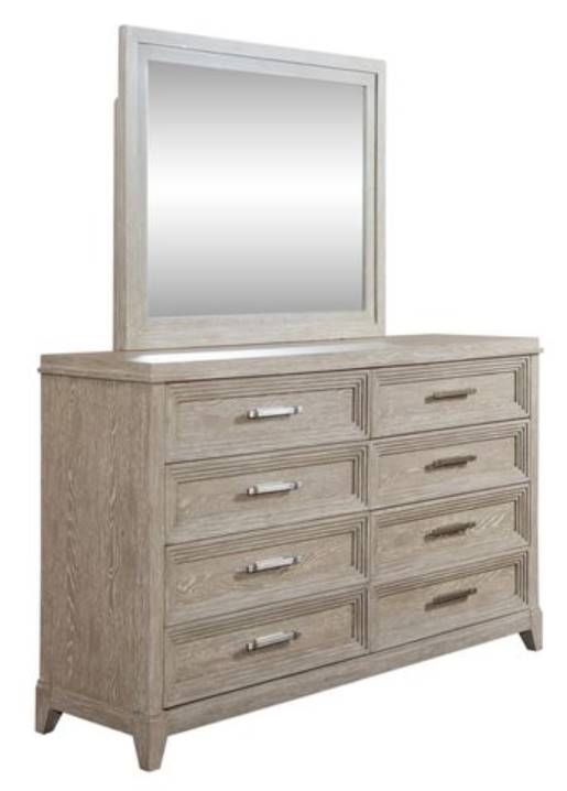 Liberty Belmar Washed Taupe/Silver Champagne Dresser and Mirror-0