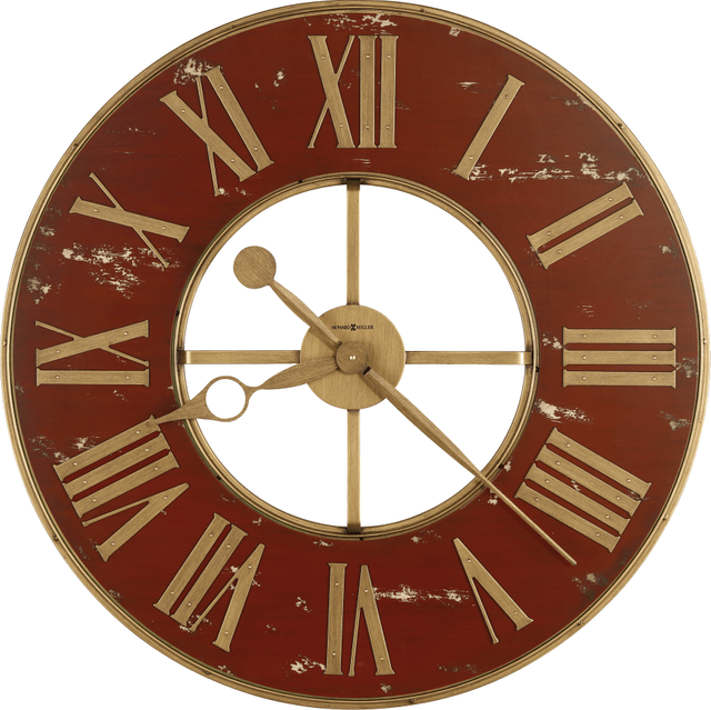 Howard Miller® Boris 32" Antique Red and Brass Wrought Iron Wall Clock 0
