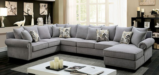 Furniture of America® Skyler II Gray Sectional | iDeal Furniture ...