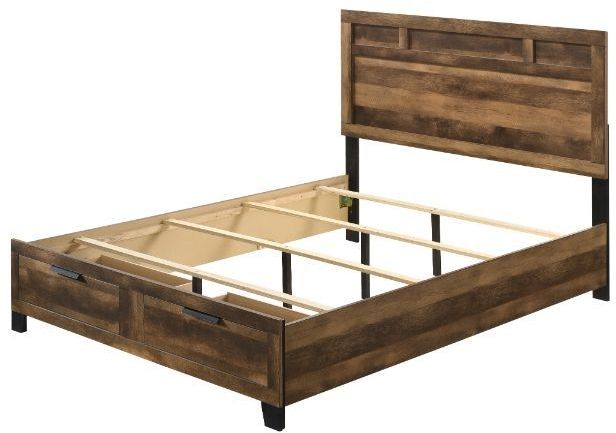 ACME Furniture Morales Rustic Oak King Panel Bed with Storage