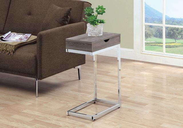 Monarch Specialties Inc. Dark Taupe Chrome Metal Accent Table 5