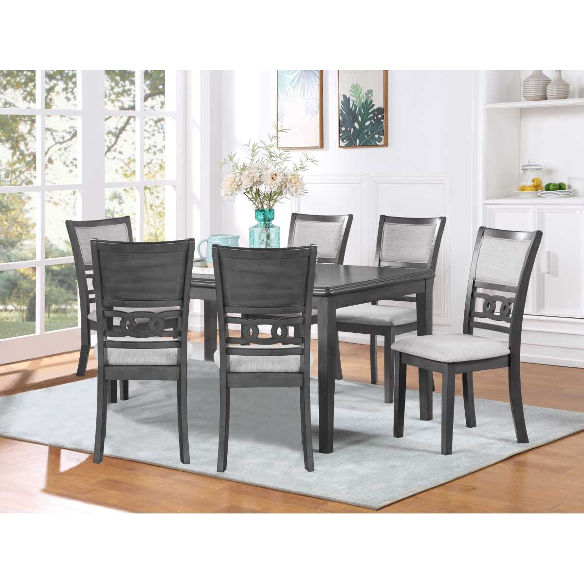 New Classic Furniture Gia Rectangular Dining Table & Six Chairs