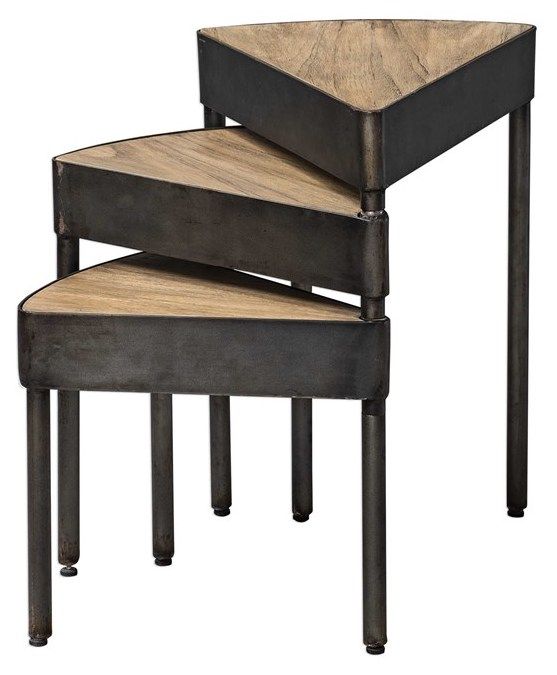 Uttermost® Akito Natural Wheat Nesting Table with Aged Steel Base-0
