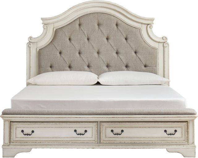 Signature Design by Ashley® Realyn Chipped White King Upholstered Bed-1