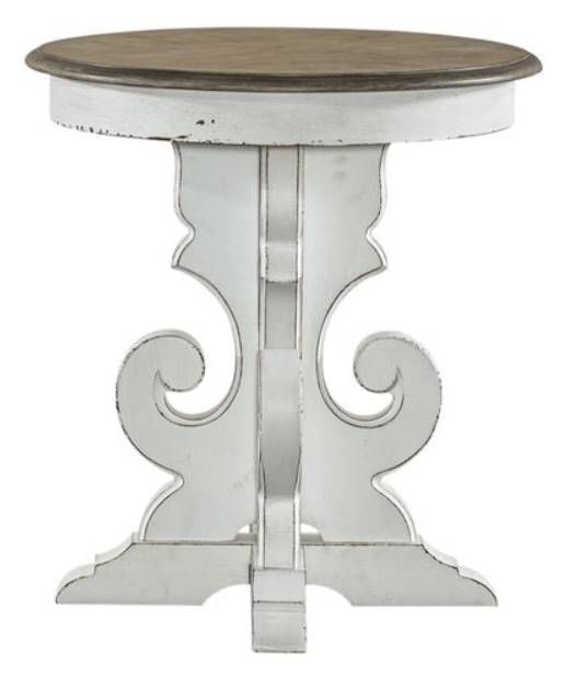 Liberty Magnolia Manor Antique White/Weathered Bark Round End Table 1