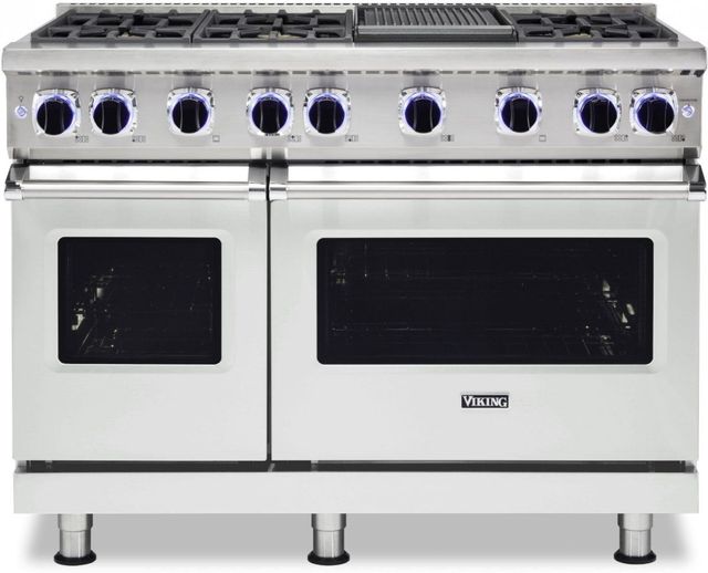 Viking® 7 Series 48" Frost White Pro Style Natural Gas Range with 12" Reversible Griddle