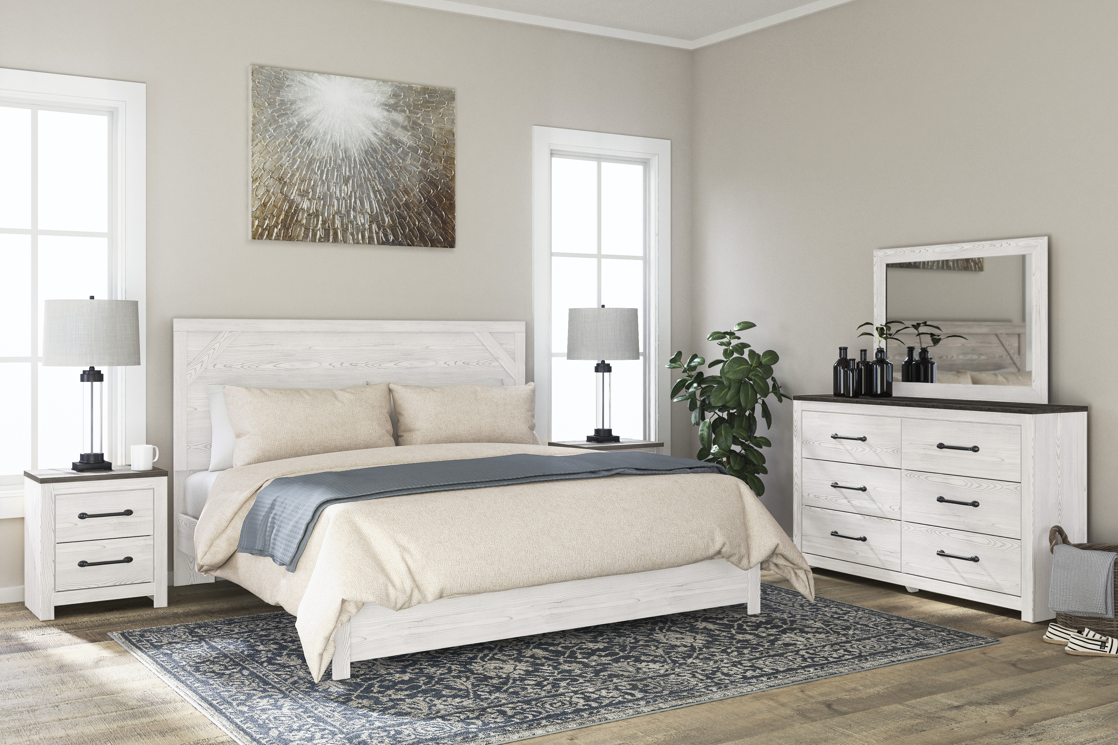 Signature Design by Ashley® Gerridan 3 Piece White/Gray King Bedroom Set
