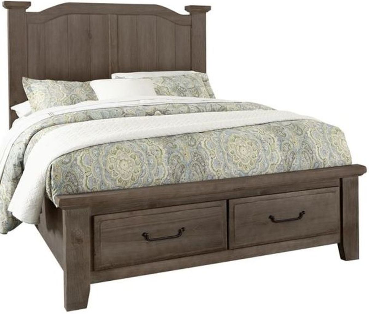 Vaughan-Bassett Sawmill Saddle Gray King Arch Storage Bed | Romberger ...