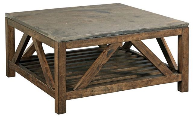 Kincaid® Modern Classics Gray Concrete Top Mason Square Cocktail Table with Brown Base-0