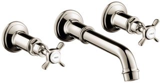 AXOR Montreux Polished Nickel Wall-Mounted Widespread Faucet Trim with Cross Handles, 1.2 GPM
