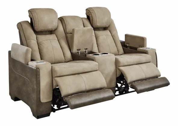 Signature Design by Ashley® Next-Gen DuraPella Two-tone Sand Power Reclining Loveseat with Console-1
