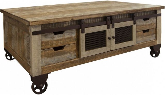 International Furniture Direct Antique Brown 50" Cocktail Table