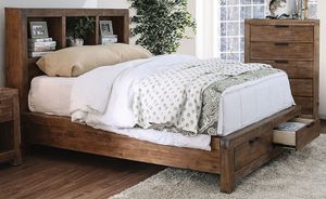 Furniture of America® McAllen Weathered Light Oak Queen Storage Bed