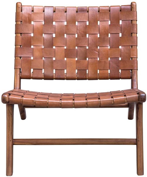 Uttermost® Plait Cognac Woven Leather Accent Chair