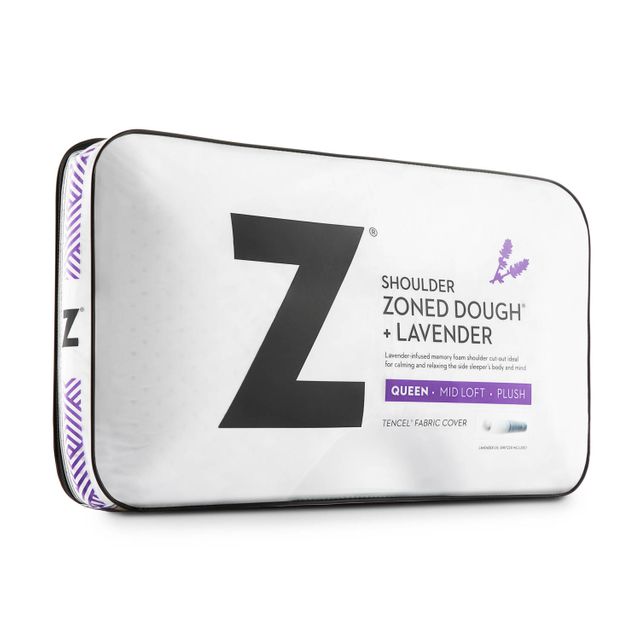 Malouf® Z™ Shoulder Zoned Dough® Lavender Memory Foam Queen Pillow 10