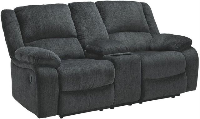 Signature Design by Ashley® Draycoll Slate Reclining Loveseat with Console 2