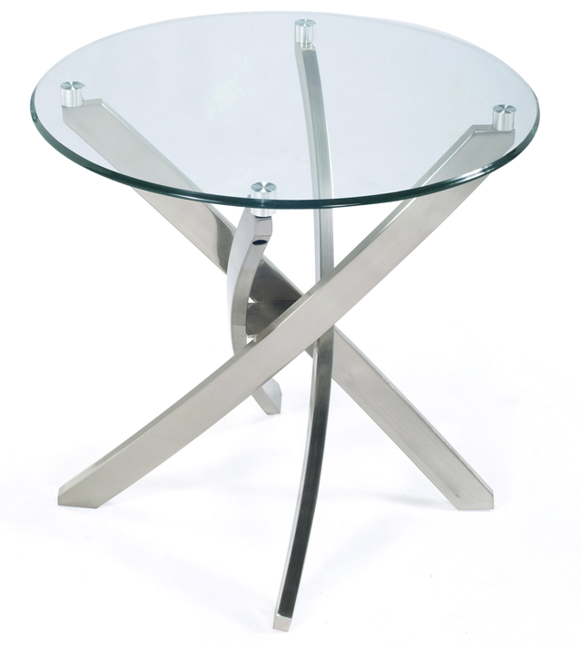 Magnussen® Home Zila Brushed Nickel and Glass Round End Table 0