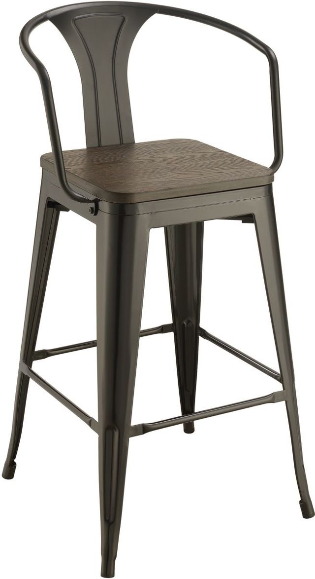 Coaster® Set of 2 Dark Elm And Matte Black Wooden Seat Bar Stools-0