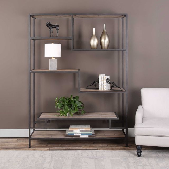 Uttermost® by Jim Parsons Sherwin Aged Black Industrial Etagere-3