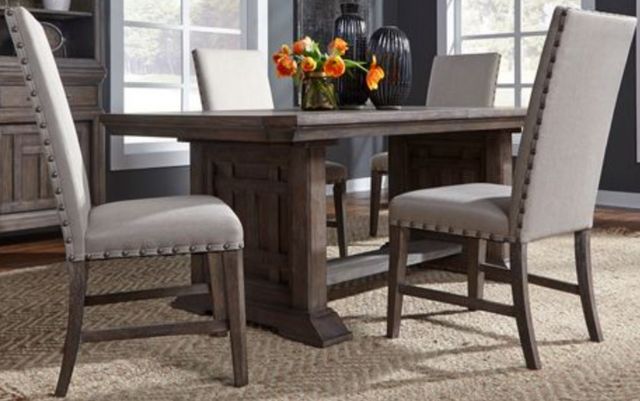 Liberty Artisan Prairie 5-Piece Aged Oak Trestle Table Set-0