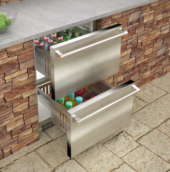 Marvel 5.0 Cu. Ft. Stainless Steel Outdoor Under Counter Refrigerator Drawers 1