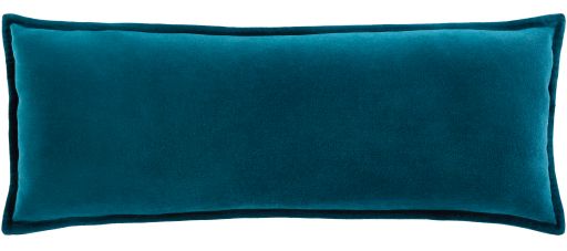 Surya Cotton Velvet Teal 12"x30" Toss Pillow with Polyester Insert-0
