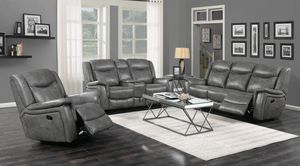 Coaster® Conrad 3-Piece Cool Grey Reclining Living Room Set