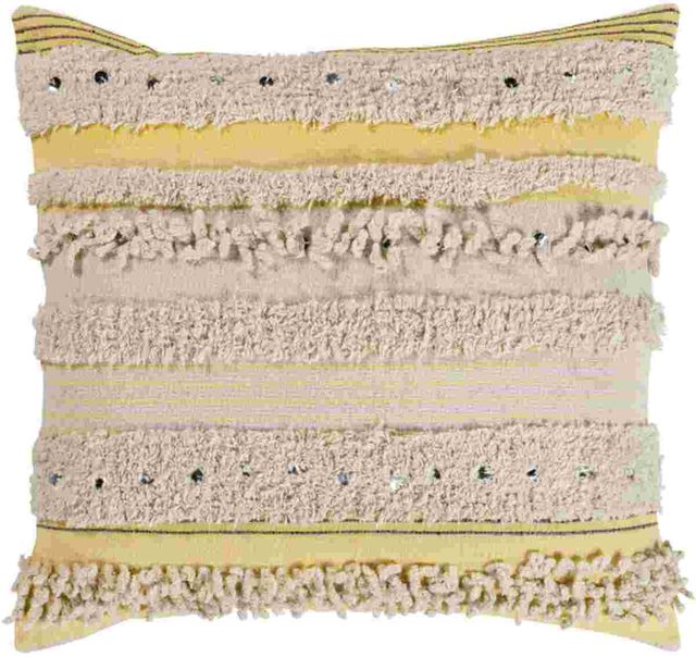 Surya Temara Butter 18"x18" Pillow Shell with Down Insert-0