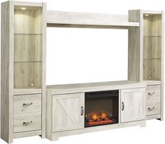 Signature Design by Ashley® Bellaby 4-Piece Whitewash Entertainment Center with Electric Fireplace