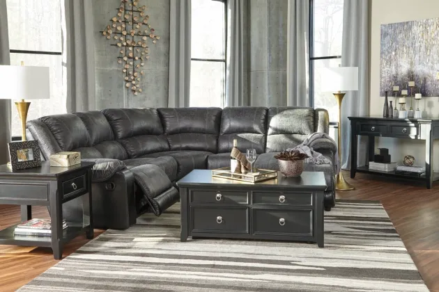 Signature Design by Ashley® Nantahala 5-Piece Slate Reclining Sectional with Chaise 2