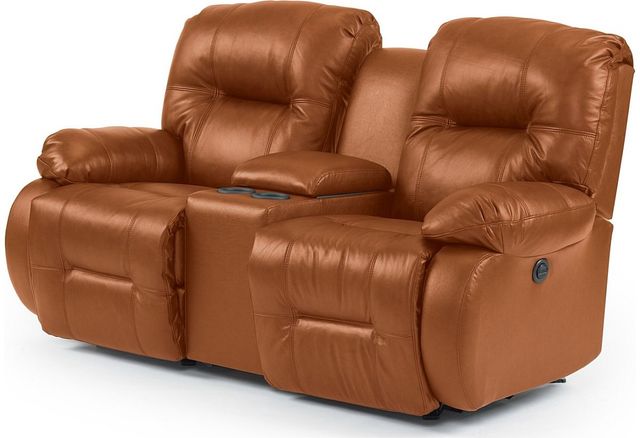 Best® Home Furnishings Brinley Reclining Rocker Leather Loveseat with Console 1