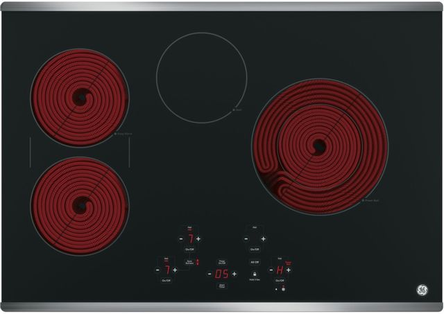 GE® 30" Stainless Steel on Black Electric Cooktop 1